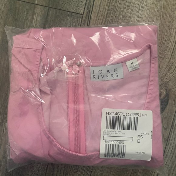 NWT JOAN RIVERS‎ PINK REGULAR LENGTH SLEEVELESS DENIM DRESS WITH FLOUNCE MEDIUM - Picture 10 of 12